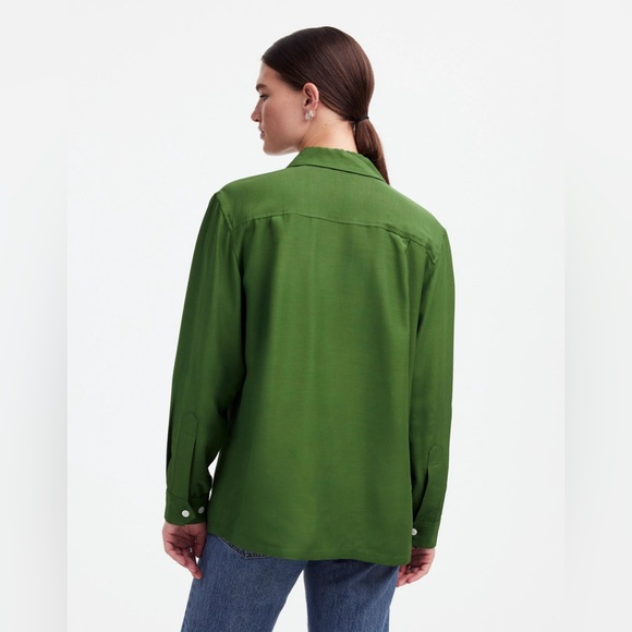 NWT Alexa Chung for Madewell Pleat-Pocket Button-Up Shirt- Dark Pine - Picture 5 of 12